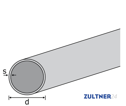 Aluminium round tube EN AW-6082 (AlMgSi1) 200x5 mm T6 extruded factory length 3m