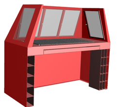 Vorführ- Schweißtisch HPM-VT1500 mit Sichtfenster hxbxl 800x700x1500 mit Gitter, Lade und Fächer (ohne Schutzscheiben)